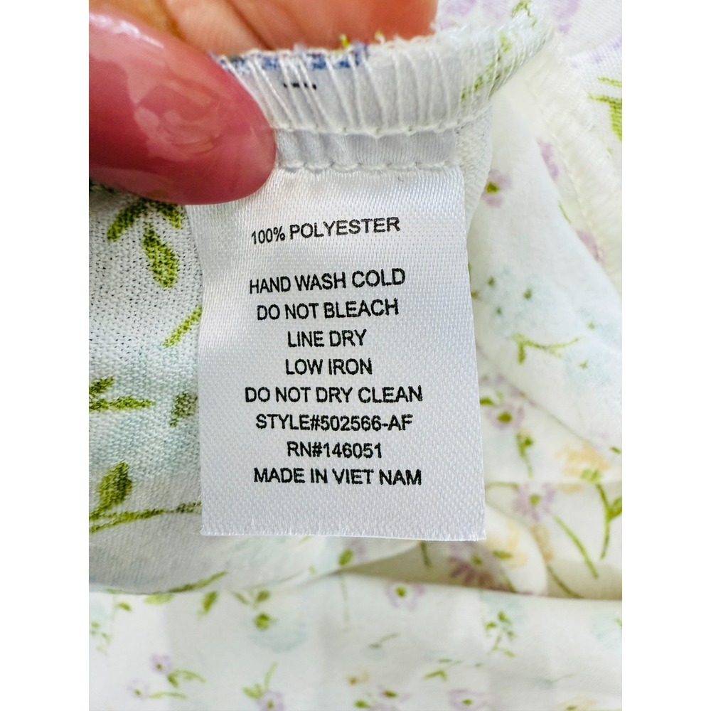 Monteau Floral Babydoll Midi Dress Size L Cottagecore Lace Trim Peasant Milkmaid - Picture 9 of 10